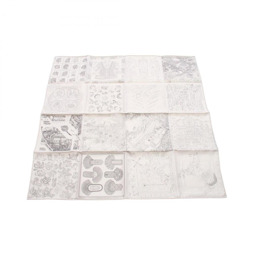 Hermes Carre 60 Double Face Robokabar Scarf/Muffler, Silk, Women's, Gray/Black